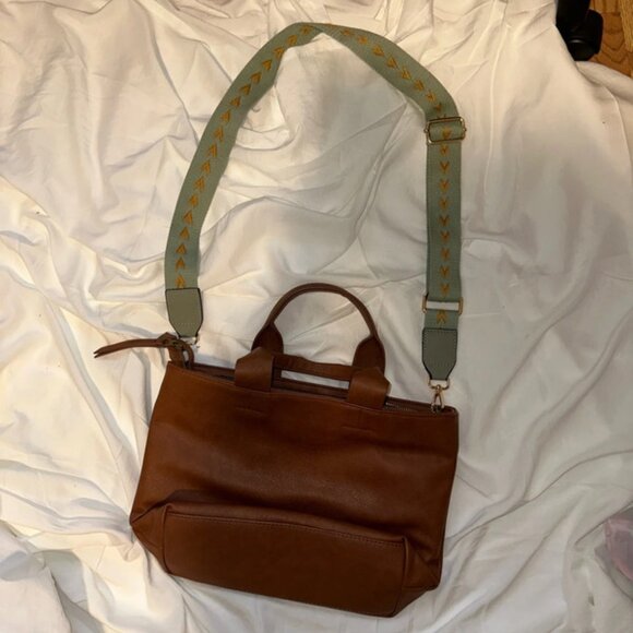 Brown Purse with Mint Bag Strap - Picture 1 of 2